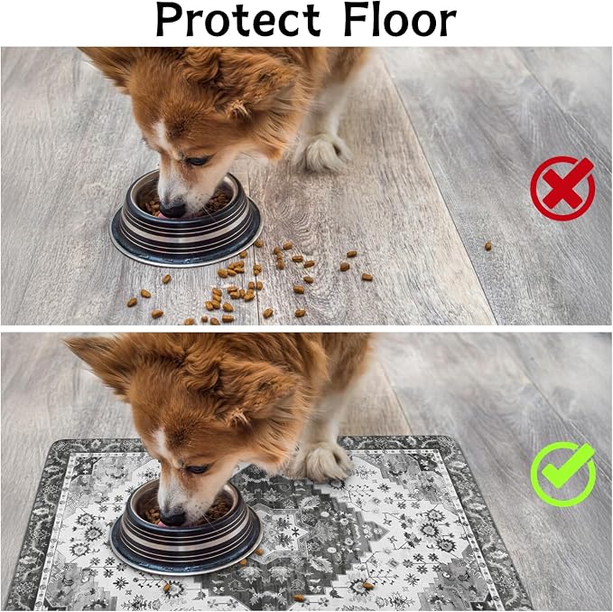 Pet Food Mats for Floor, Absorbent Dog Mat for Food and Water Dispenser Mat - Image 3