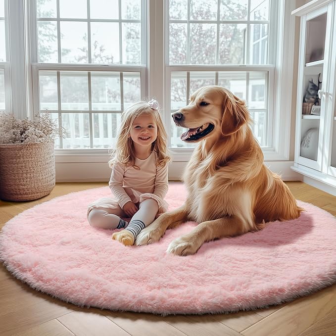 ONASAR Light Pink Round Area Rugs 5ft - Image 4