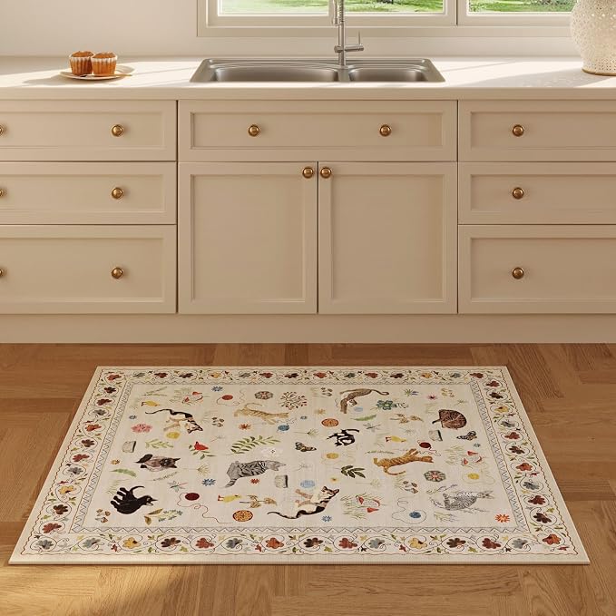 Rugcomf Door Mat Indoor Entrance 2x3 Rug Machine Washable Boho Floral Animal - Image 4
