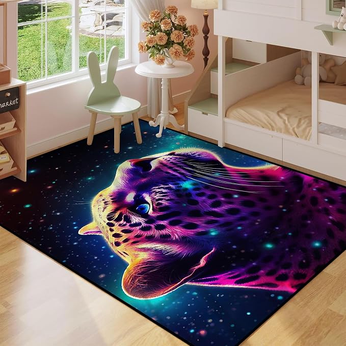 Galaxy Leopard Rug Large Fierce Panther Head Area Rugs - Image 7