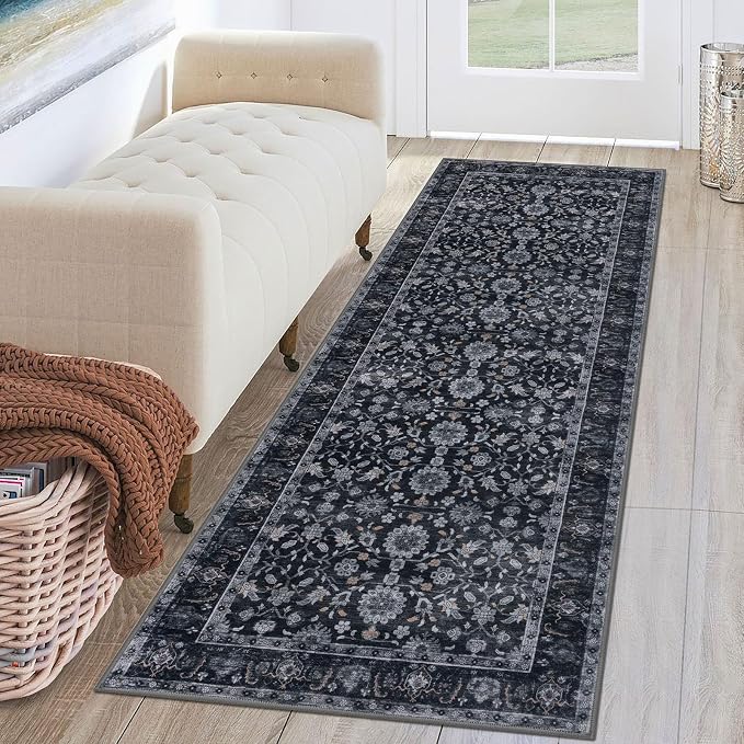 KUTA Runners for Hallways 2x6, Vintage Floral Rug Non-Slip Washable Kitchen by KUTA