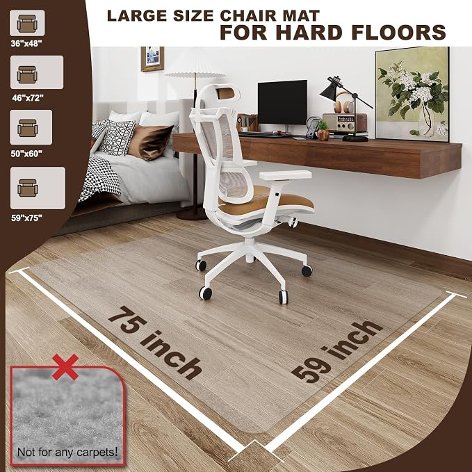 Upgraded 2mm Thick Clear Office Chair Mat, Heavy-Duty PVC Computer Floor Mat - Image 6