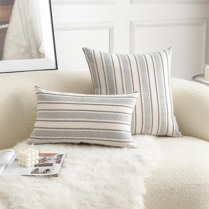 Decorative Boho Lumbar Throw Pillow Covers, Farmhouse Textured Pillow Case - Image 2