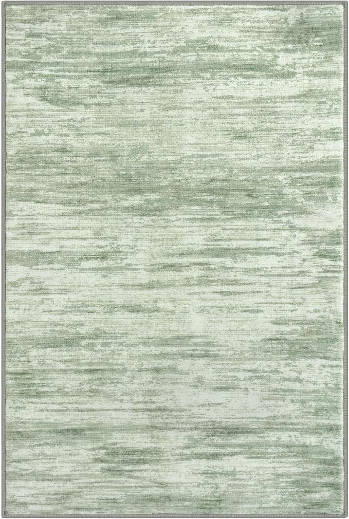 3x5 Modern Abstract Area Rug for Entryway, Light Sage Green and Ivory Super - Image 8