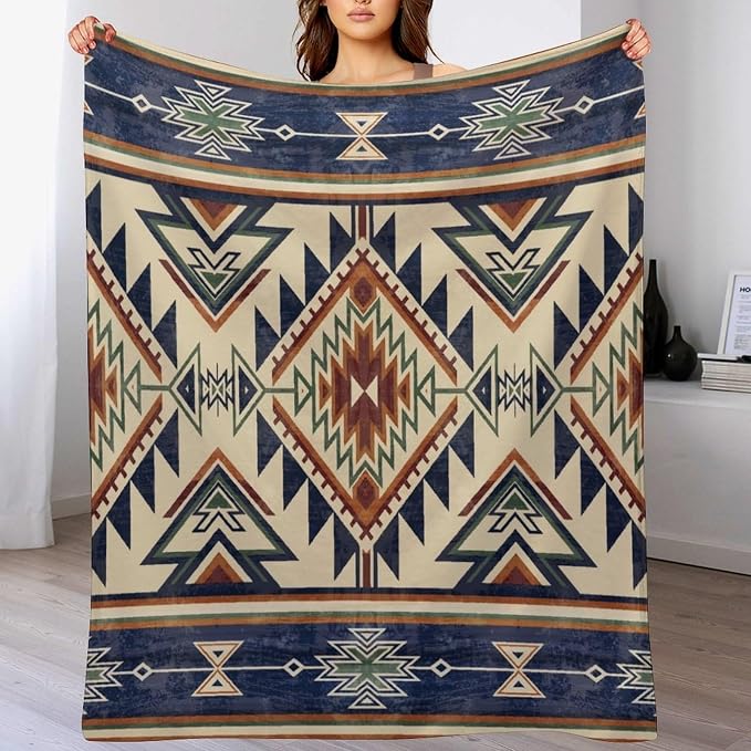 Native Throw Blanket, Southwest Tribal Aztec Pattern Vintage Abstract Ethnic - Image 8