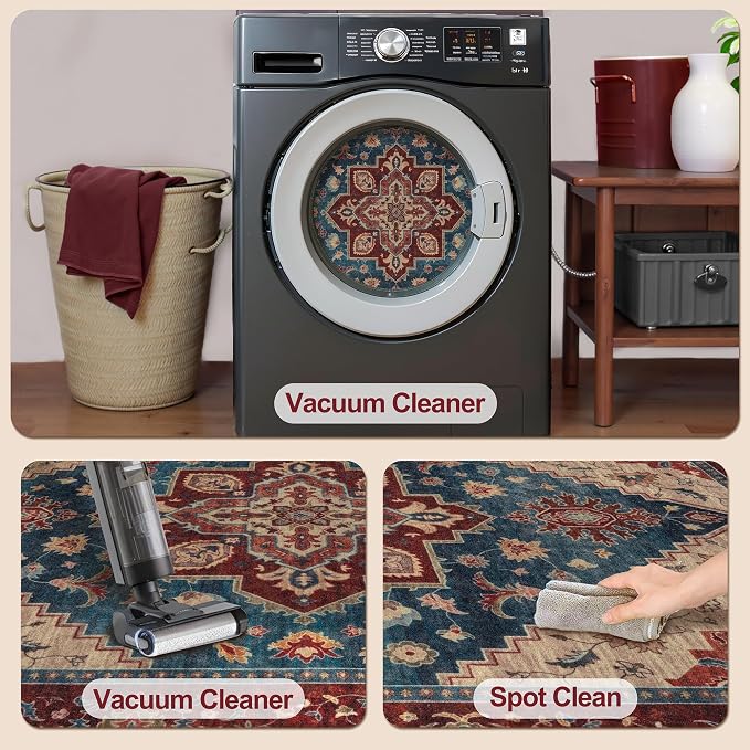 Tangsoo Oriental Red Rug 5x7 Washable Area Rugs - Image 5