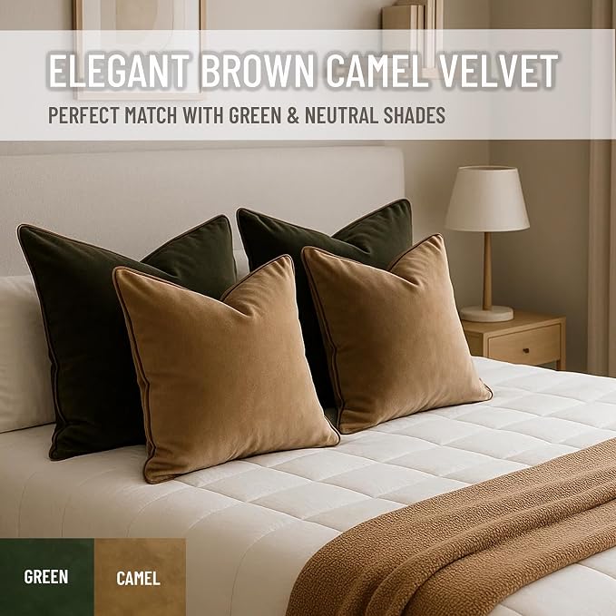 2 Pack Velvet Decorative Throw Pillow Covers, Contrast Piping, Indoor Use - Image 7