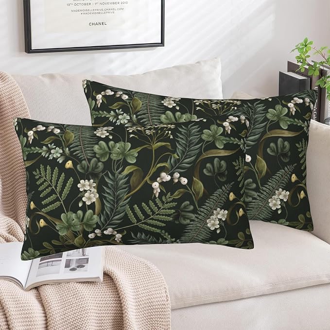 Spring Floral Throw Pillow Covers Set of 2 Green Herbs Botanical Pillow Covers - Image 5