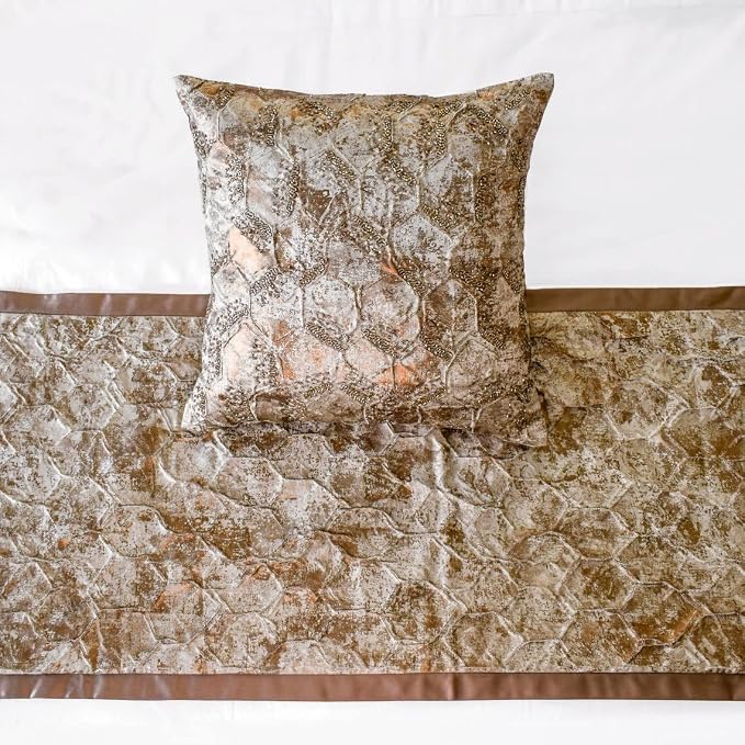 The HomeCentric King/Queen/Twin Copper Designer Twin 53"x18" Bed Runner - Image 2