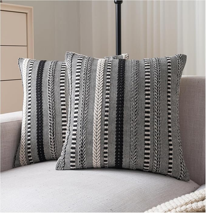 Boho Throw Pillow Covers 18x18 Inch Set of 2, Farmhouse Decorative Couch Pillow by Cethom