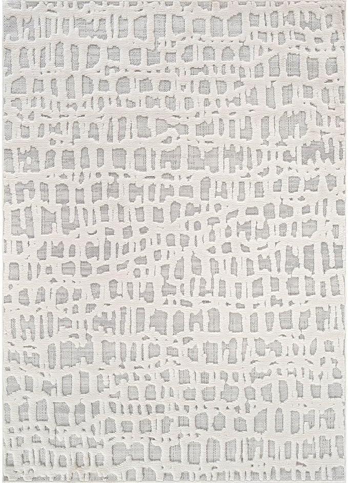 Beverly Rug Micro Loop Area Rug Gray/White 5x7 Abstract Modern Luxury Irregular - Image 3