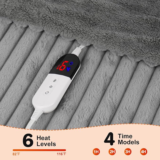 Heated Electric Blanket Throw: 6-Level Fast Heating, 4-Hour Auto-Off, Soft&Warm - Image 3