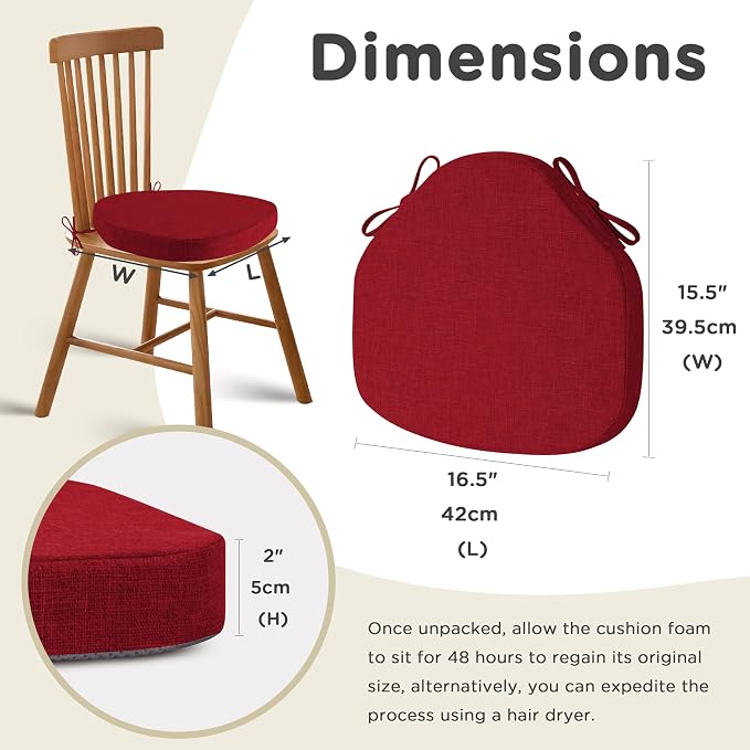 AddGrace Chair Cushions for Dining Chairs Set of 6 Windsor Kitchen Chair - Image 2