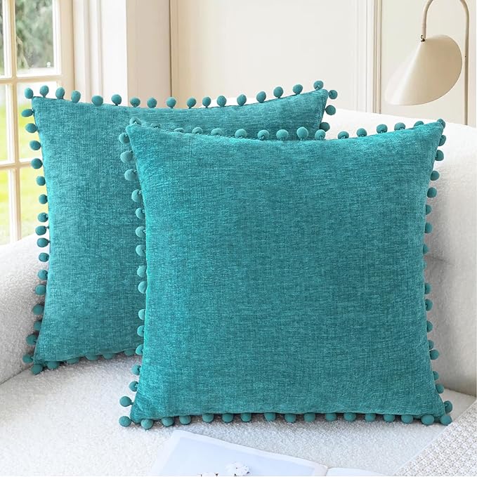 CaliTime Throw Pillow Covers Decorative 18 X 18 Inches Pack of 2 Cozy Solid by CaliTime