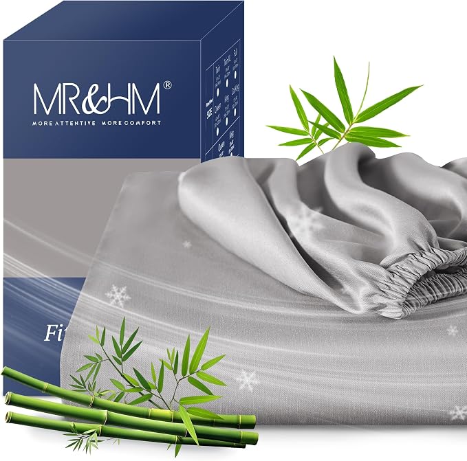 MR&HM Queen Fitted Sheet Only, Ultra-Soft Rayon Derived from Bamboo & Polyester by MRHM