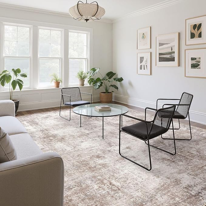 Washable 10X12 Area Rug: Modern Abstract Soft Non-Slip Indoor Rugs - Image 2