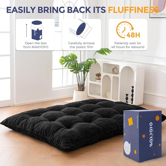 MAXYOYO Japanese Floor Mattress Queen Size, Thick Chenille Tatami Mat Sleeping - Image 7