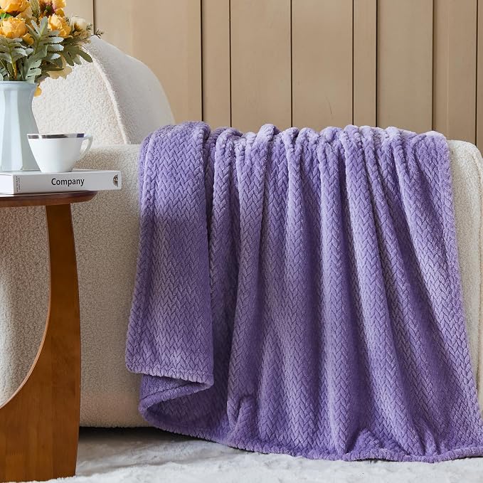 NEWCOSPLAY Super Soft King Blanket Lavender Premium Silky Flannel Fleece Leaves - Image 8