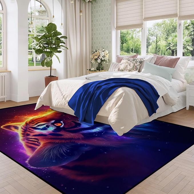6' x 9' Galaxy Tiger Rug Large 3D Fierce Tigers Space Area Rugs - Image 3