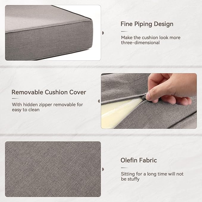 Luxury 6" Outdoor Cushions for Patio Furniture, Fade Resistant Couch Chair - Image 7