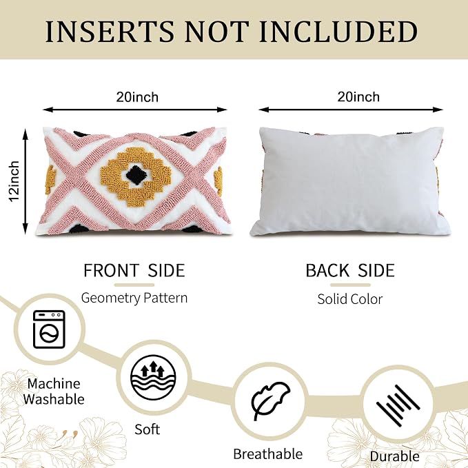 Boho Accent Lumbar Pillow Covers 12x20 - Image 4
