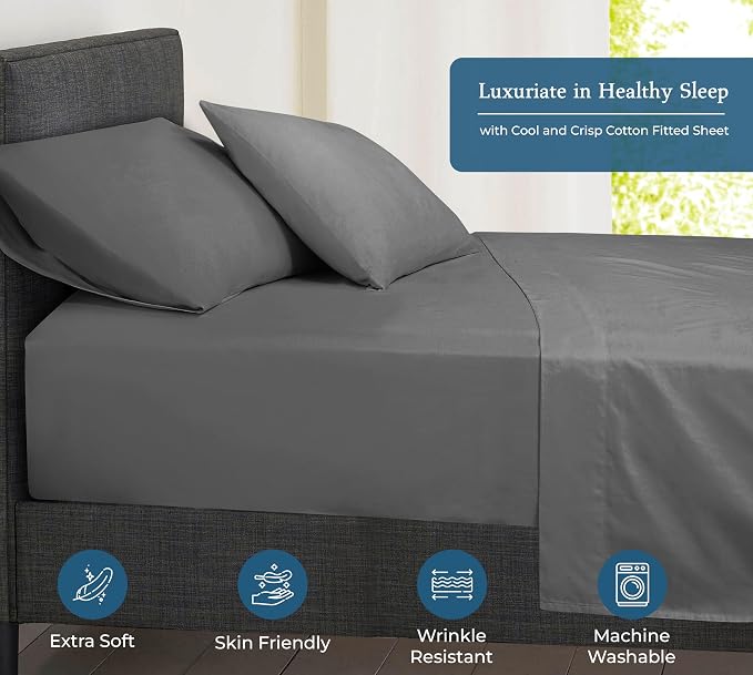 Royale Linens 400 Thread Count 100% American Grown Cotton Fitted Sheet Twin Size - Image 3