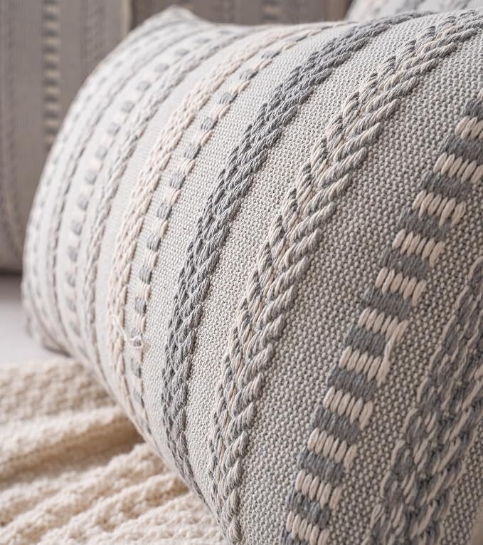 Boho Throw Pillow Covers 20x20 Inch Set of 2, Farmhouse Decorative Couch Pillow - Image 3