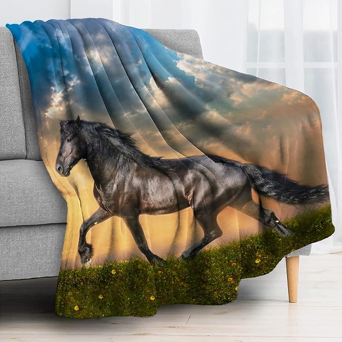 Strong Horse Throw Blanket for Couch, Super Soft Fuzzy Throws Warm Comfortable - Image 2