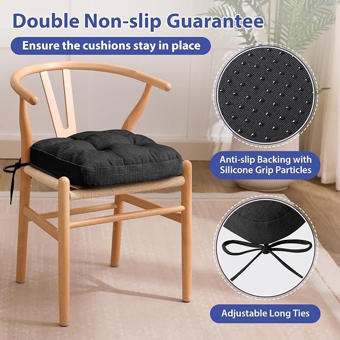 Chair Cushions, Foam Dining Chair Cushions, Tufted Indoor Chair Pads, 16.5” x - Image 4
