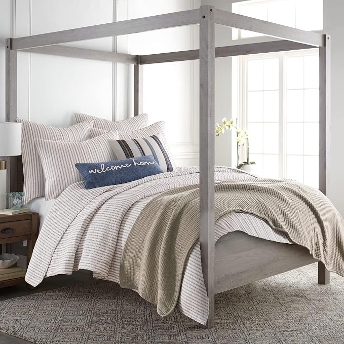 Levtex Home Tobago Stripe Taupe Reversible Full/Queen Quilt Set and 2 Pillow - Image 3
