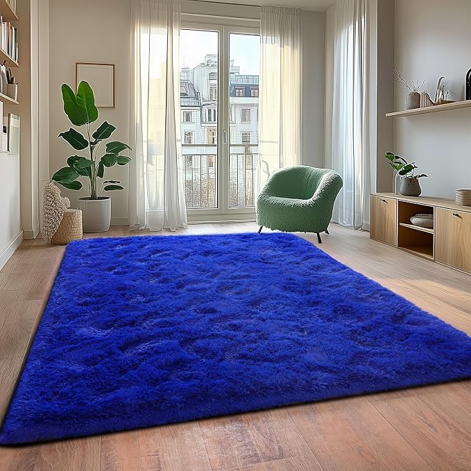 Extra Large 10x14ft Fuzzy Rug Blue Fluffy Rug - Image 5