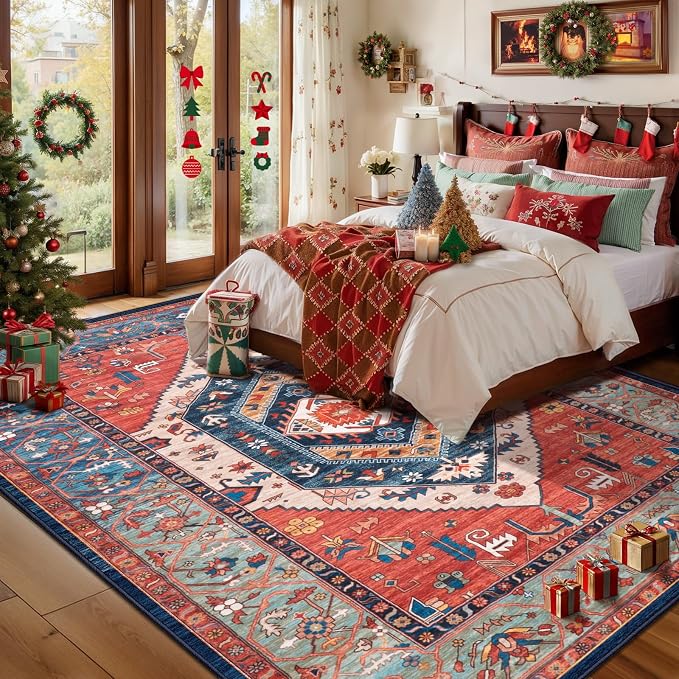 SERISSA 5x8 Area Rugs for Living Room, Large Washable Non-Slip Boho Rug - Image 3