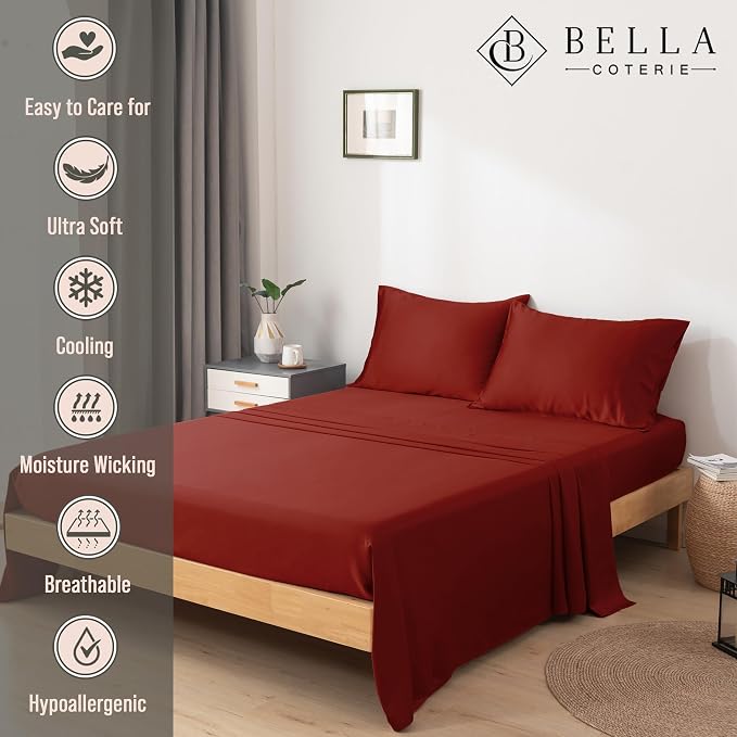 Bella Coterie Luxury Bamboo Viscose Queen Size Sheet Set | 100% Organically - Image 2