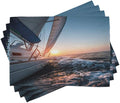 Ambesonne Nautical Place Mats Set of 4, Sail Boat in The Sea Waves Toward by Ambesonne