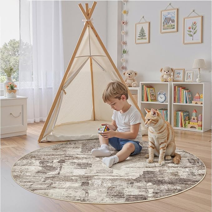 Abstract Living Room Rug Round 6FT - Image 6