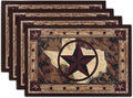 Giwawa Texas Stars Placemats Set of 4, Rustic Western Style Brown Wood Linen by Giwawa
