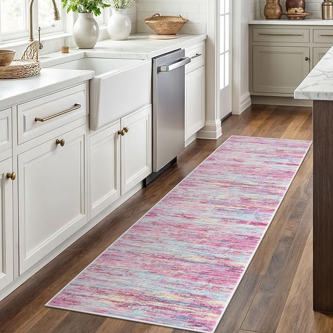 2x6 Modern Abstract Runner Rug for Hallways, Non-Shedding Washable Rug for - Image 2