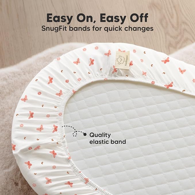 2-pk Waterproof Bassinet Sheets Girls, Cotton - Image 6