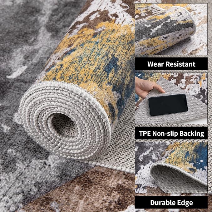 Ciicool 2x6 Washable Runner Rug, Modern Abstract Hallway Rugs Runner, Non-Slip - Image 3