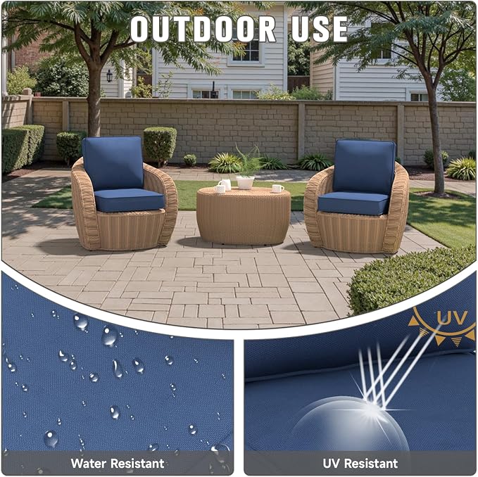 Outdoor Chair Cushions 23" x 24" x 4", Patio Deep Seat Replacement Cushions Set - Image 2