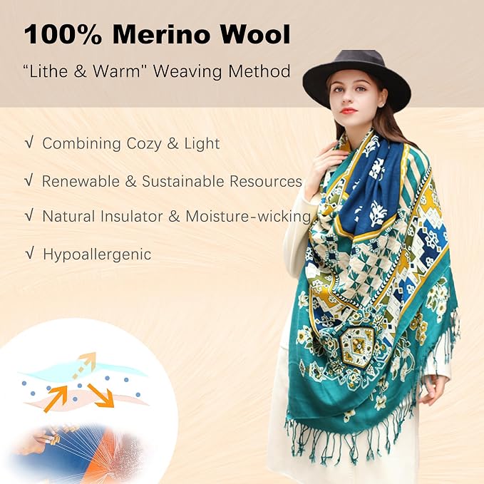 DANA XU 100% Merino Wool Pashmina Shawl - Image 4