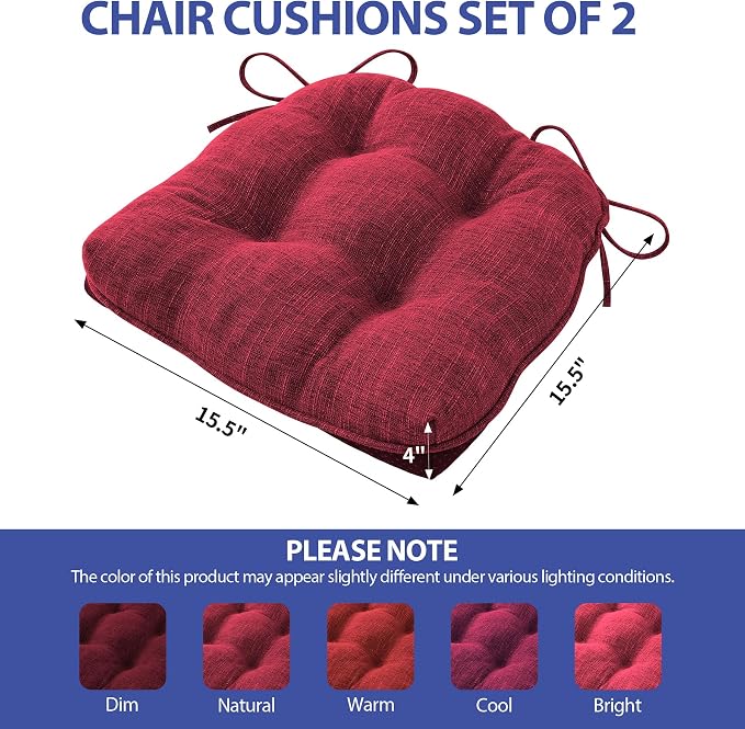 Chair Cushions for Dining Chairs Set of 2, Chair Pads - Image 3