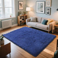 Blue Fluffy Rug Shaggy Area Rug, 4x6 Area Rugs by Yongyangjuxi