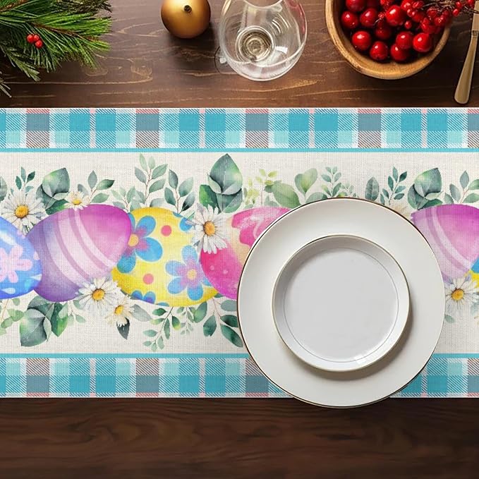Easter Table Runner, Easter Eggs Farmhouse Table Runners, Easter Kitchen Dining - Image 6