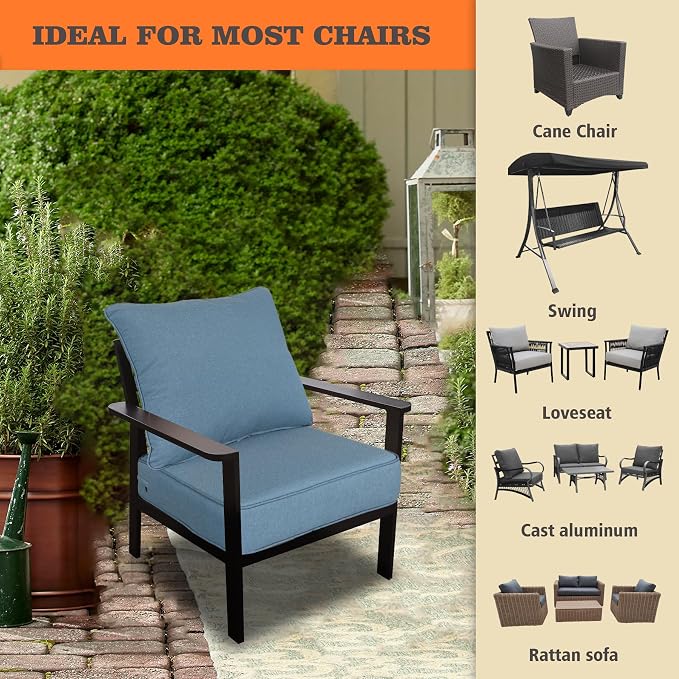 Goodgoods 24x24 inch Outdoor/Indoor Deep Seat Patio Cushions Set of 2 Resilient - Image 4