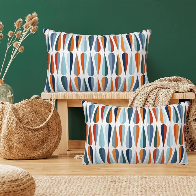 Mid-Century Drop Shapes Throw Pillow Cover Case Modern Retro Style Throw - Image 6