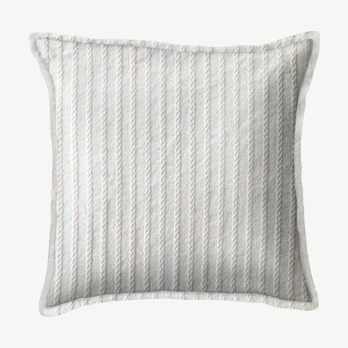 SanVia Ivory Pleat Premium Cotton Throw Pillow Covers, 20 x 20 Inches, Luxury by SanVia