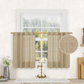 LAMIT Brown Linen Window Curtains 30 Inches Long 2 Panels, Semi Sheer Light by LAMIT