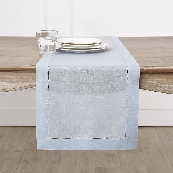 Solino Home Linen Light Blue Table Runner 36 Inches by SolinoHome