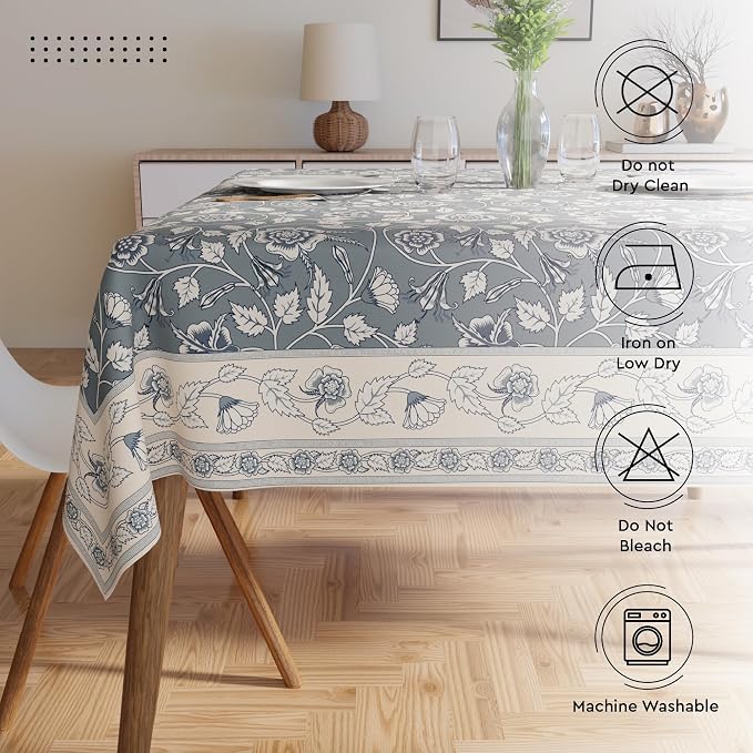 Encasa XO Square 56"x56" Tablecloth | Water-Repellent Polyester Dining Table - Image 5